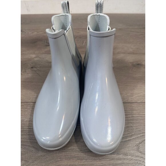 Hunter Original Chelsea Gray Symbol Gloss Rain Ankle BOOTS 6 - Picture 2 of 12